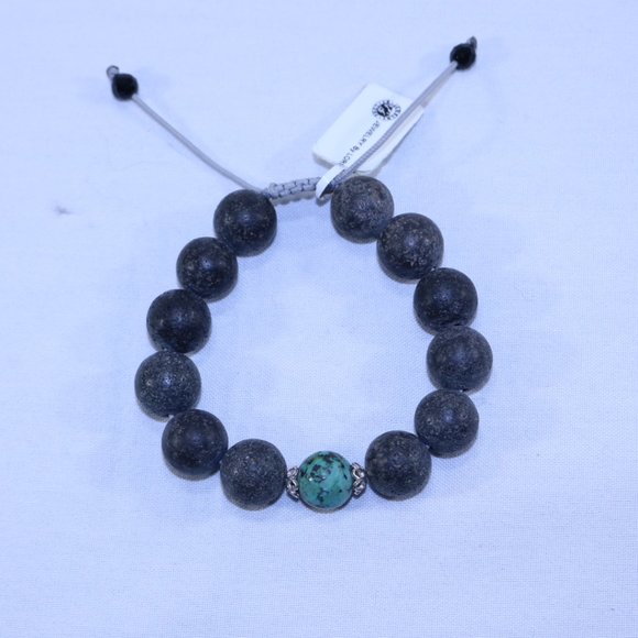 Lava Rock and Turquoise Macrame Bracelet - Picture 3 of 7